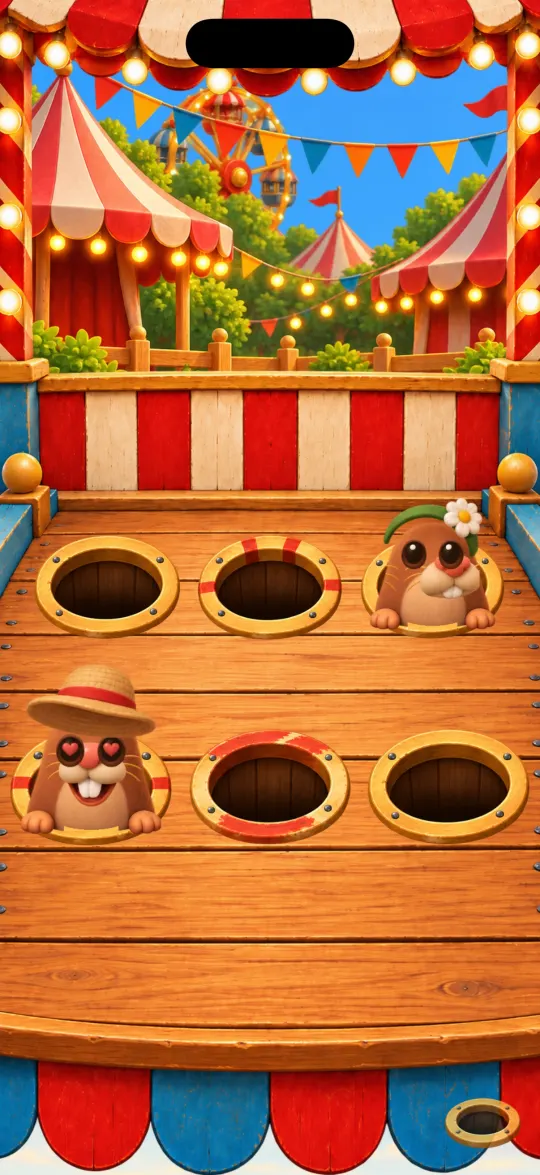 One little one with a flower headband peeks from a back burrow while another in a straw hat looks up with heart eyes.